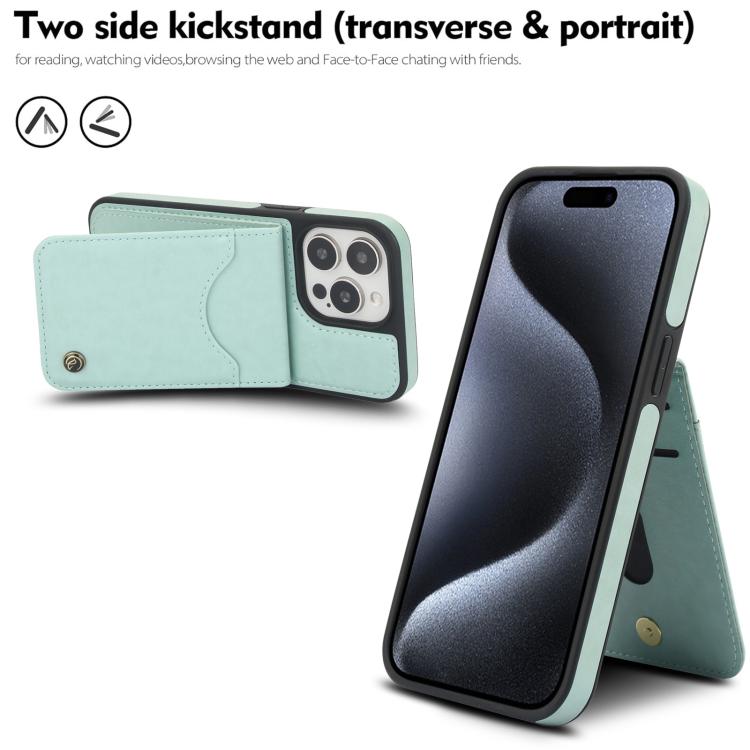 For iPhone 15 Pro AwQuer Vertical Flip Card Bag Holder Leather Phone Case