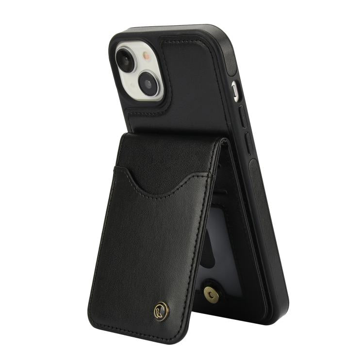 For iPhone 15 Plus AwQuer Vertical Flip Card Bag Holder Leather Phone Case