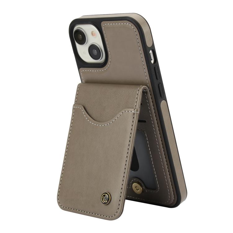 For iPhone 15 Plus AwQuer Vertical Flip Card Bag Holder Leather Phone Case