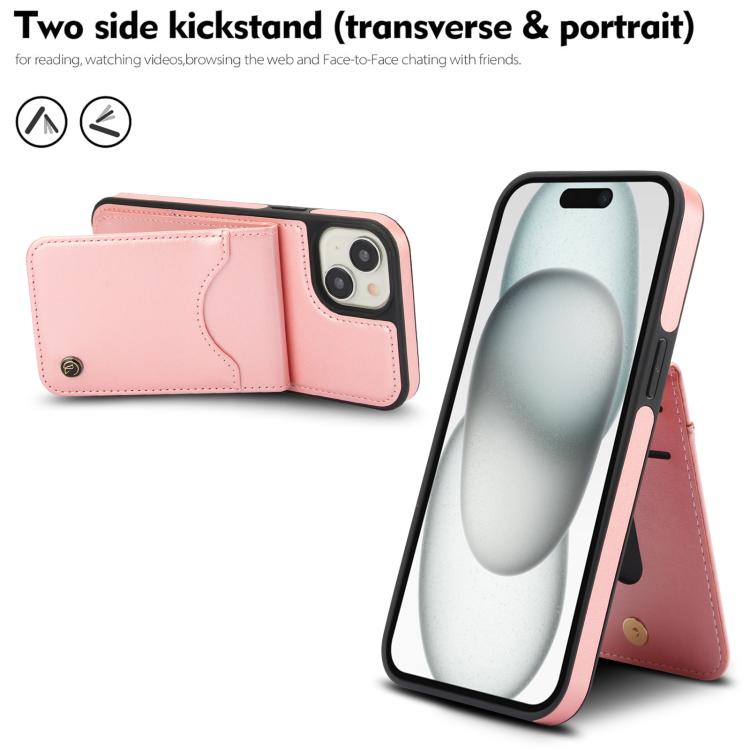 For iPhone 15 Plus AwQuer Vertical Flip Card Bag Holder Leather Phone Case
