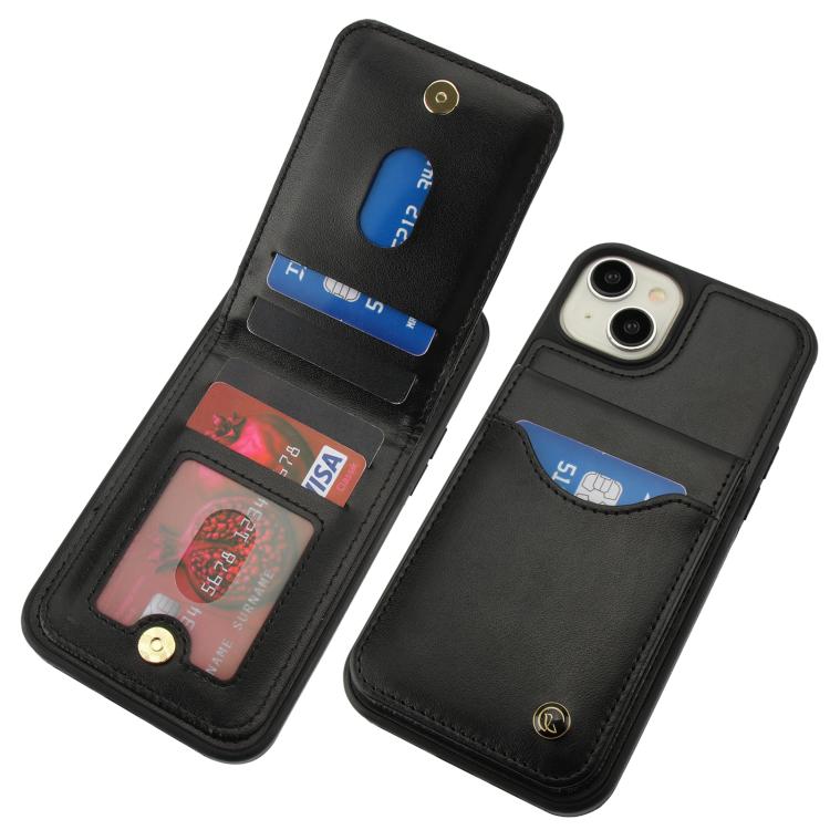For iPhone 15 AwQuer Vertical Flip Card Bag Holder Leather Phone Case