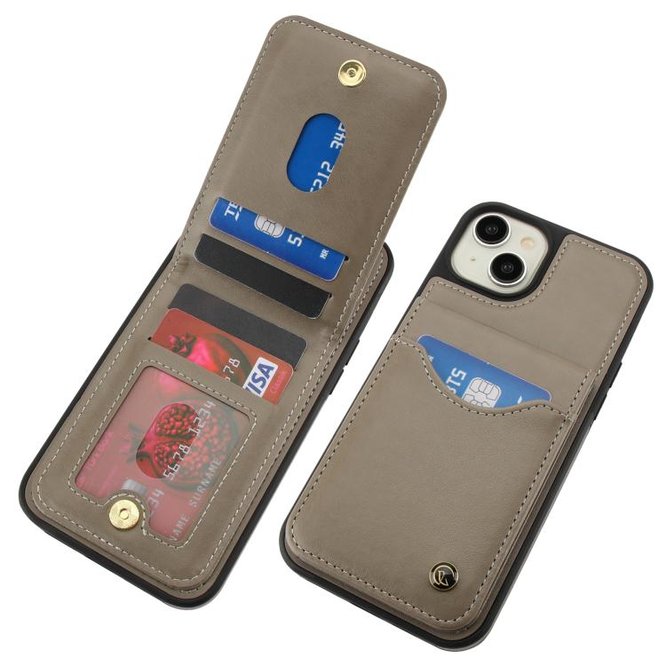 For iPhone 15 AwQuer Vertical Flip Card Bag Holder Leather Phone Case