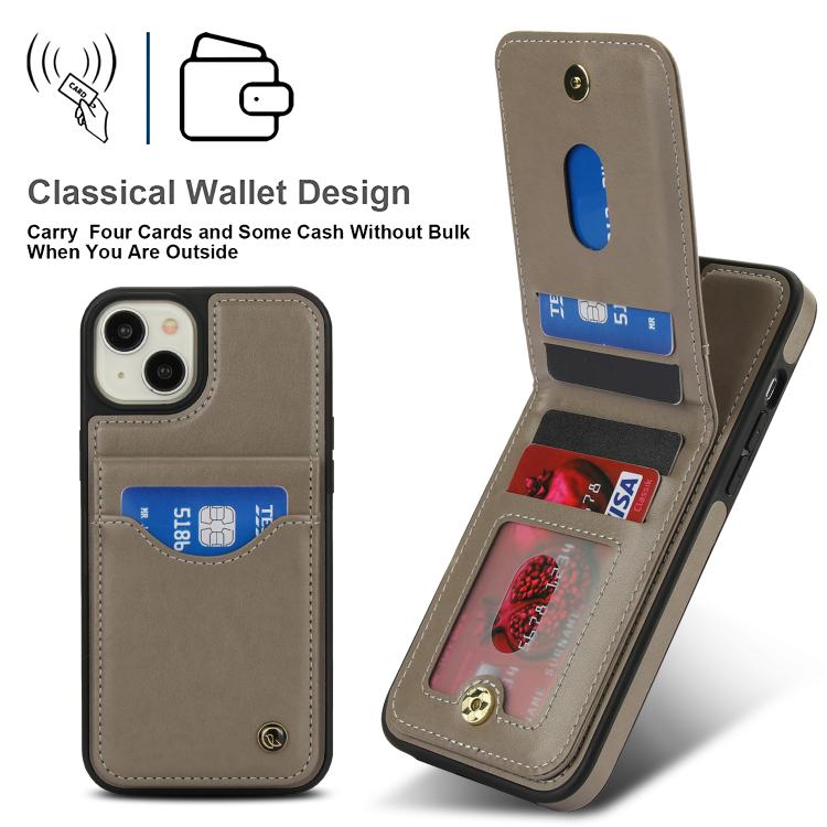 For iPhone 15 AwQuer Vertical Flip Card Bag Holder Leather Phone Case