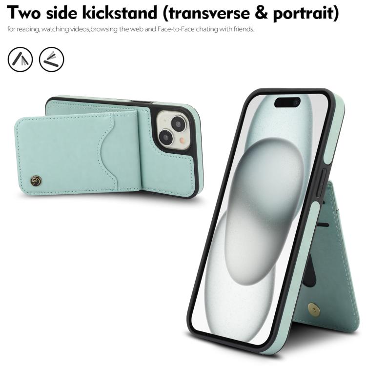 For iPhone 15 AwQuer Vertical Flip Card Bag Holder Leather Phone Case