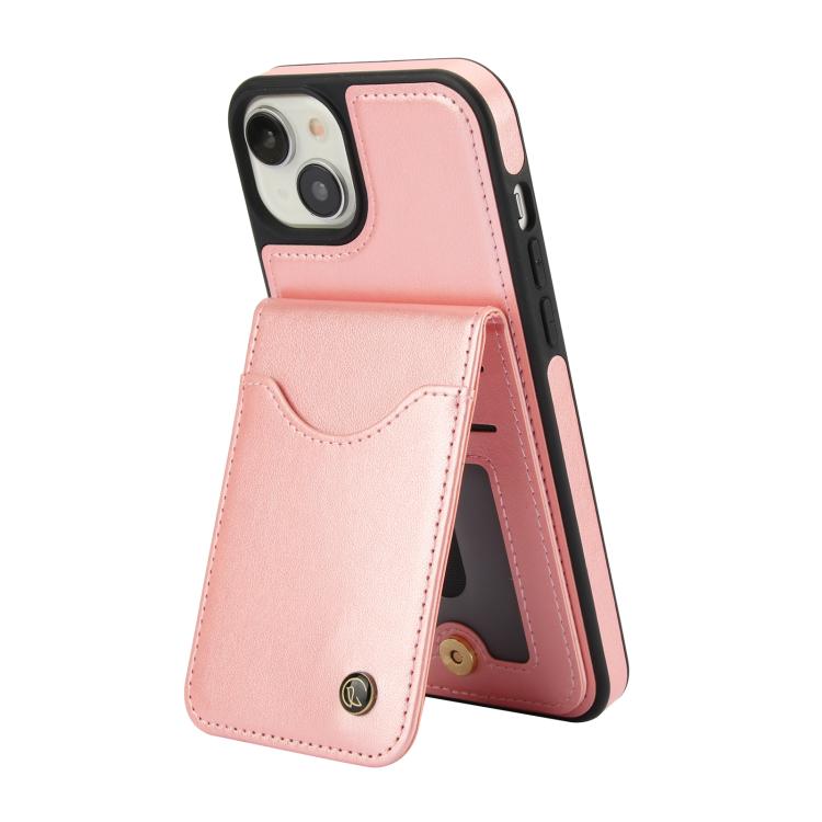 For iPhone 15 AwQuer Vertical Flip Card Bag Holder Leather Phone Case