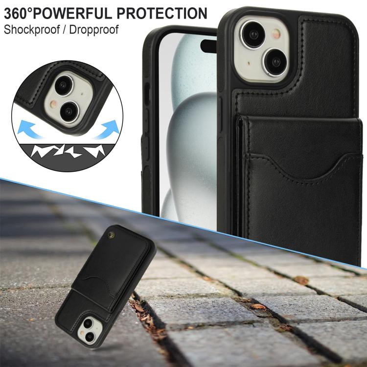 For iPhone 14 Plus AwQuer Vertical Flip Card Bag Holder Leather Phone Case