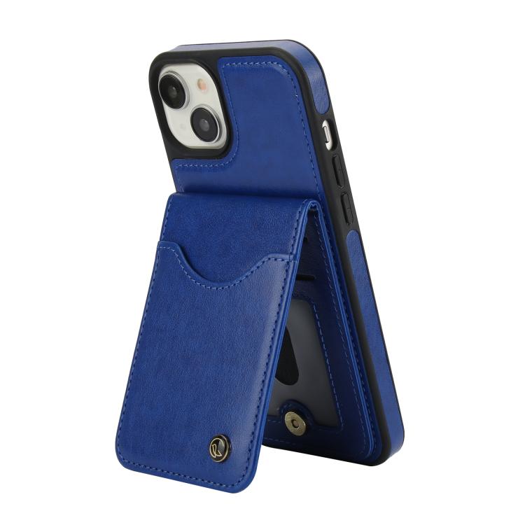 For iPhone 14 Plus AwQuer Vertical Flip Card Bag Holder Leather Phone Case