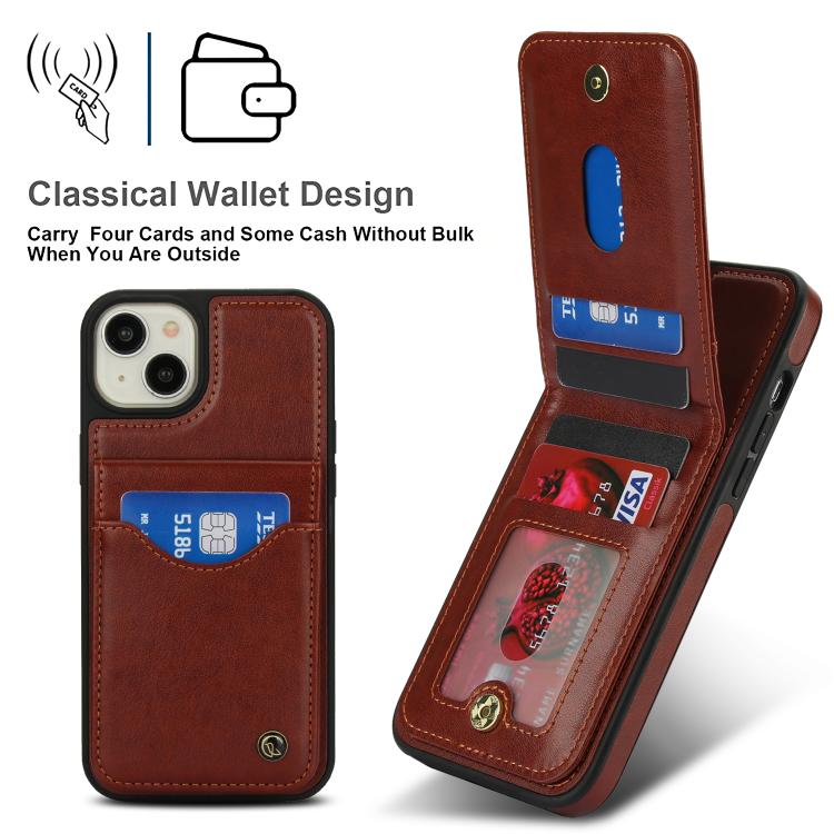 For iPhone 14 Plus AwQuer Vertical Flip Card Bag Holder Leather Phone Case