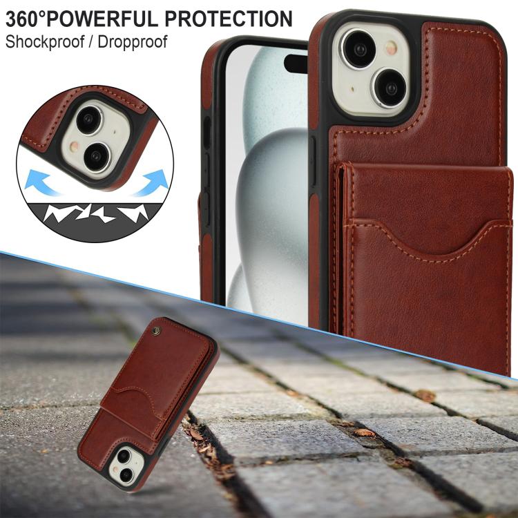 For iPhone 14 Plus AwQuer Vertical Flip Card Bag Holder Leather Phone Case