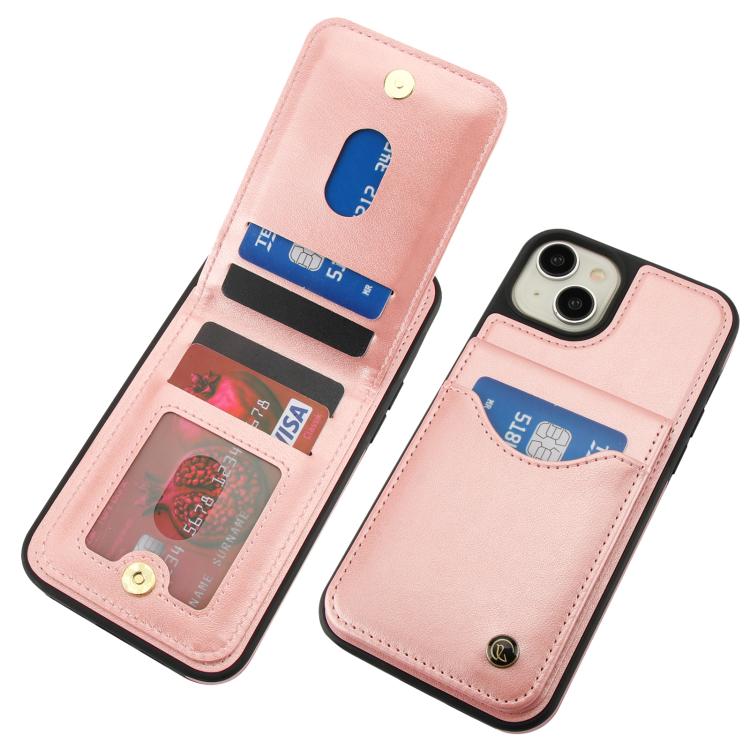 For iPhone 14 / 13 AwQuer Vertical Flip Card Bag Holder Leather Phone Case