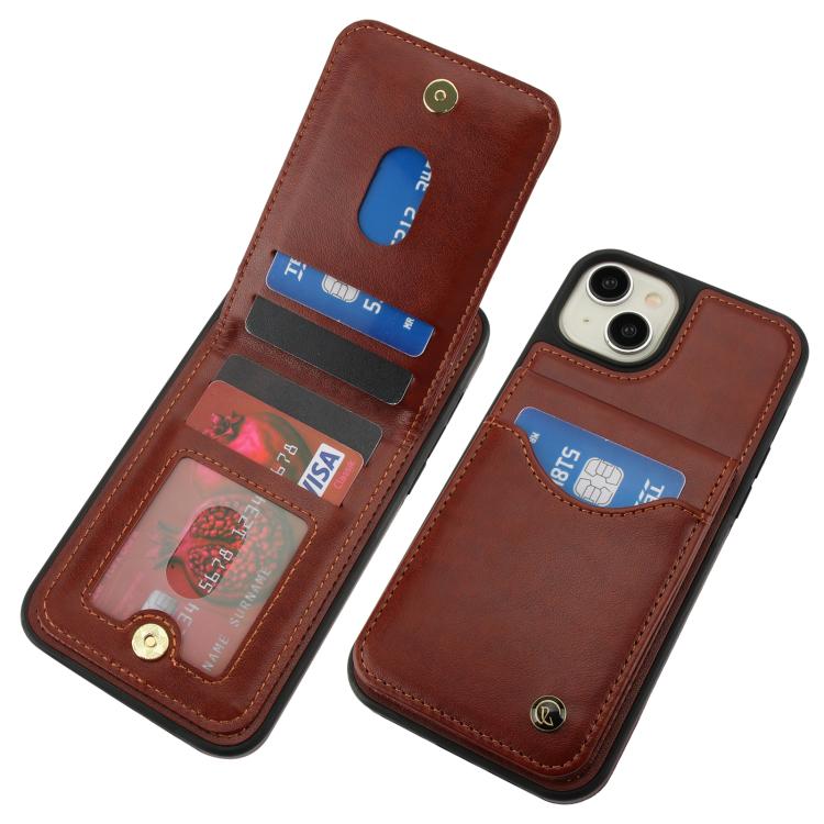 For iPhone 14 / 13 AwQuer Vertical Flip Card Bag Holder Leather Phone Case