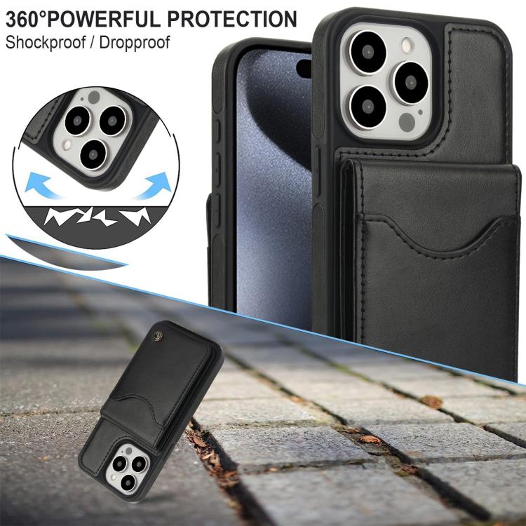 For iPhone 14 Pro Max AwQuer Vertical Flip Card Bag Holder Leather Phone Case