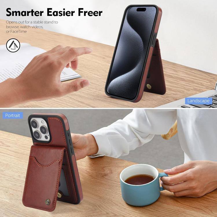For iPhone 14 Pro Max AwQuer Vertical Flip Card Bag Holder Leather Phone Case