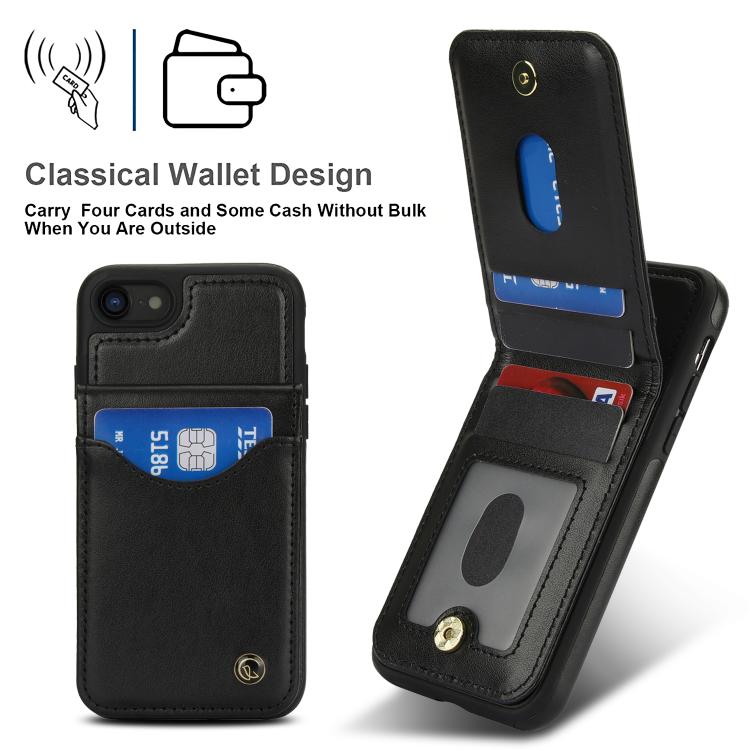 For iPhone 7 / 8 / SE 2022 AwQuer Vertical Flip Card Bag Holder Leather Phone Case