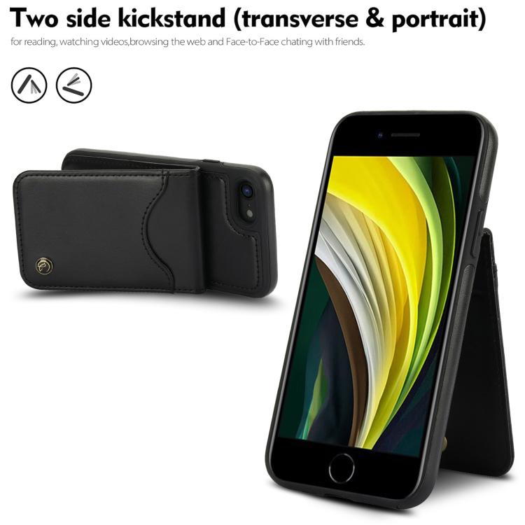 For iPhone 7 / 8 / SE 2022 AwQuer Vertical Flip Card Bag Holder Leather Phone Case