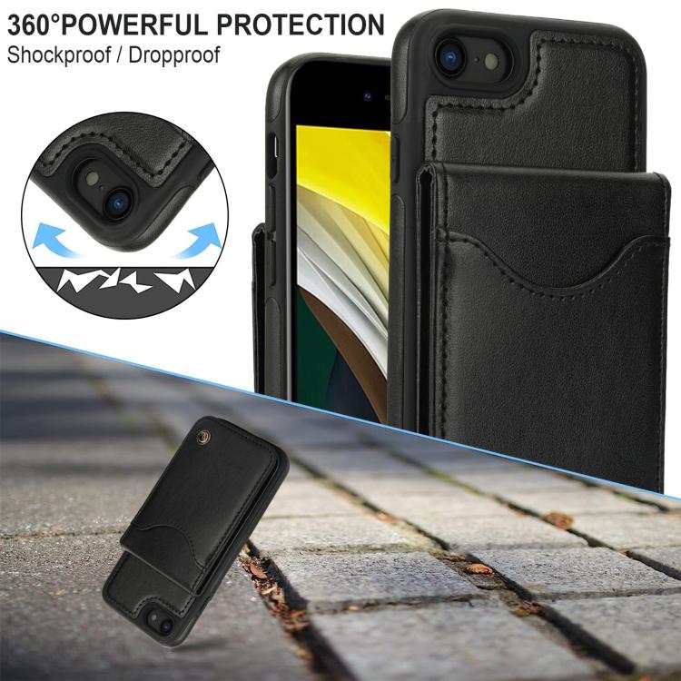 For iPhone 7 / 8 / SE 2022 AwQuer Vertical Flip Card Bag Holder Leather Phone Case