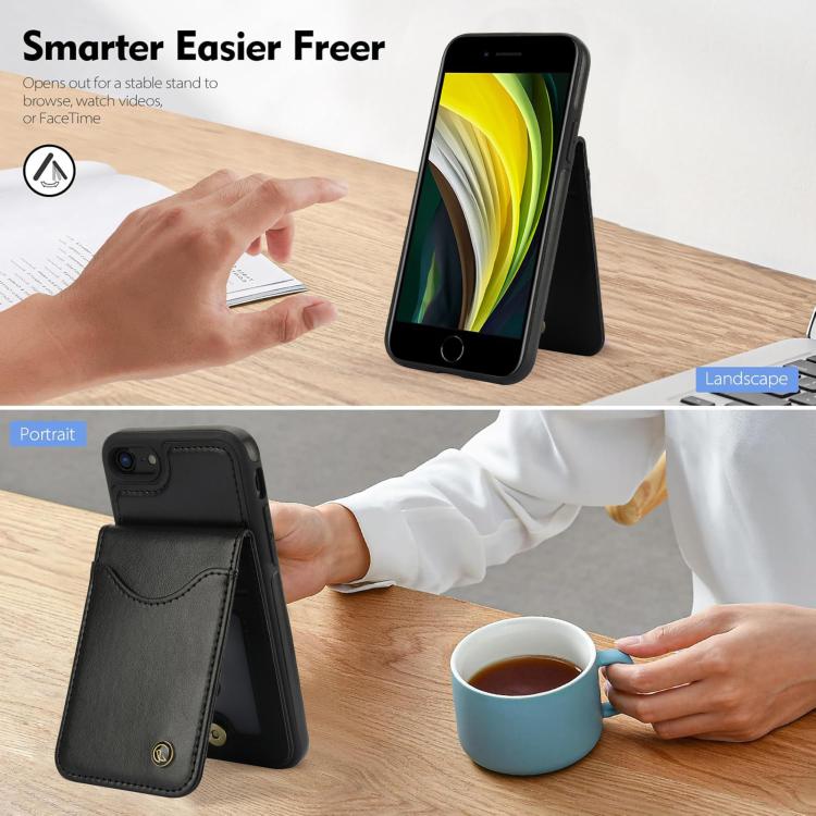 For iPhone 7 / 8 / SE 2022 AwQuer Vertical Flip Card Bag Holder Leather Phone Case
