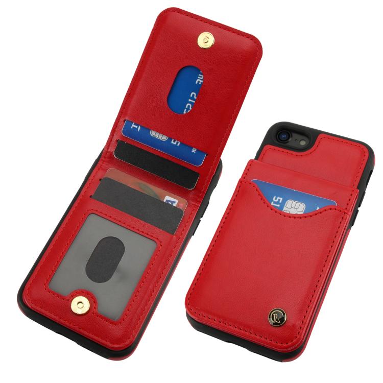 For iPhone 7 / 8 / SE 2022 AwQuer Vertical Flip Card Bag Holder Leather Phone Case