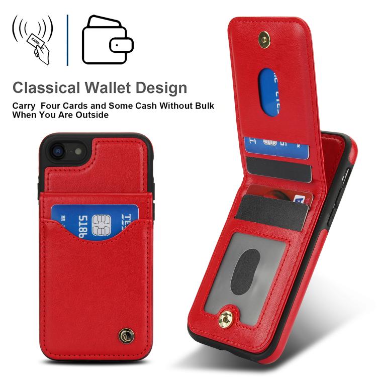 For iPhone 7 / 8 / SE 2022 AwQuer Vertical Flip Card Bag Holder Leather Phone Case