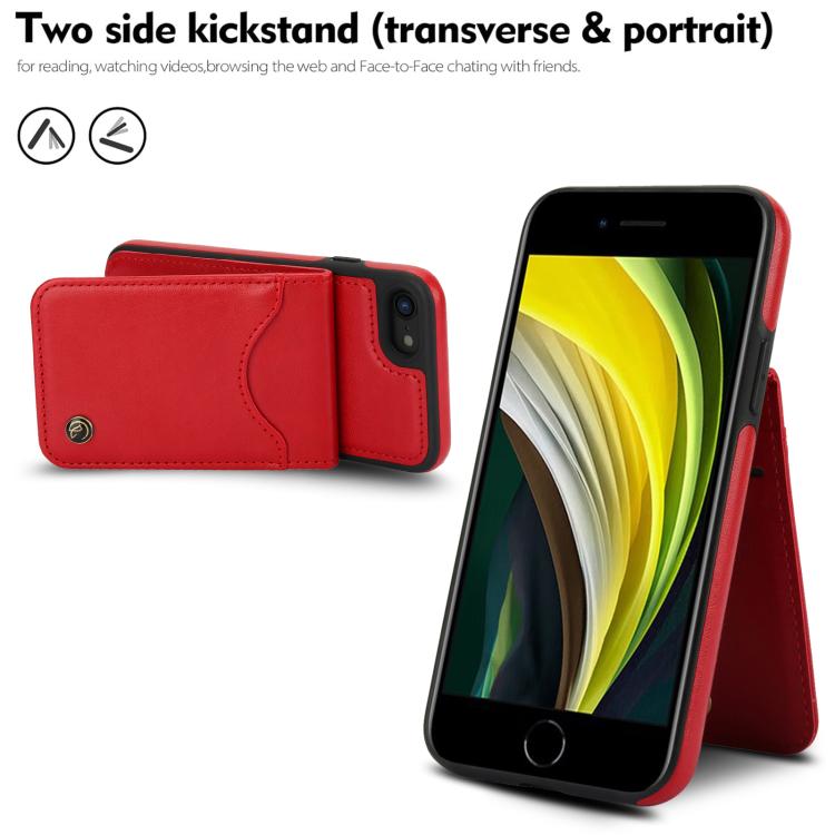 For iPhone 7 / 8 / SE 2022 AwQuer Vertical Flip Card Bag Holder Leather Phone Case