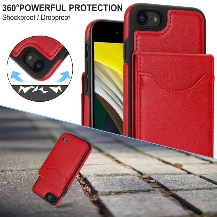 For iPhone 7 / 8 / SE 2022 AwQuer Vertical Flip Card Bag Holder Leather Phone Case