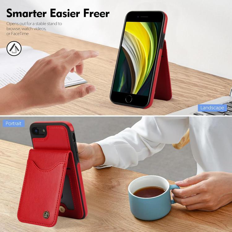 For iPhone 7 / 8 / SE 2022 AwQuer Vertical Flip Card Bag Holder Leather Phone Case