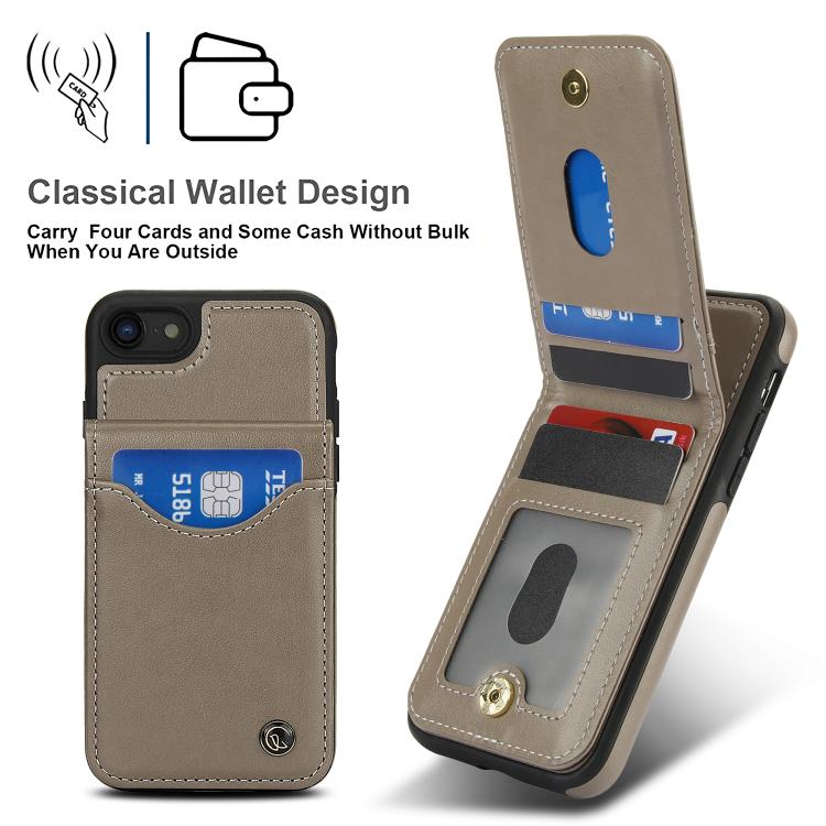 For iPhone 7 / 8 / SE 2022 AwQuer Vertical Flip Card Bag Holder Leather Phone Case