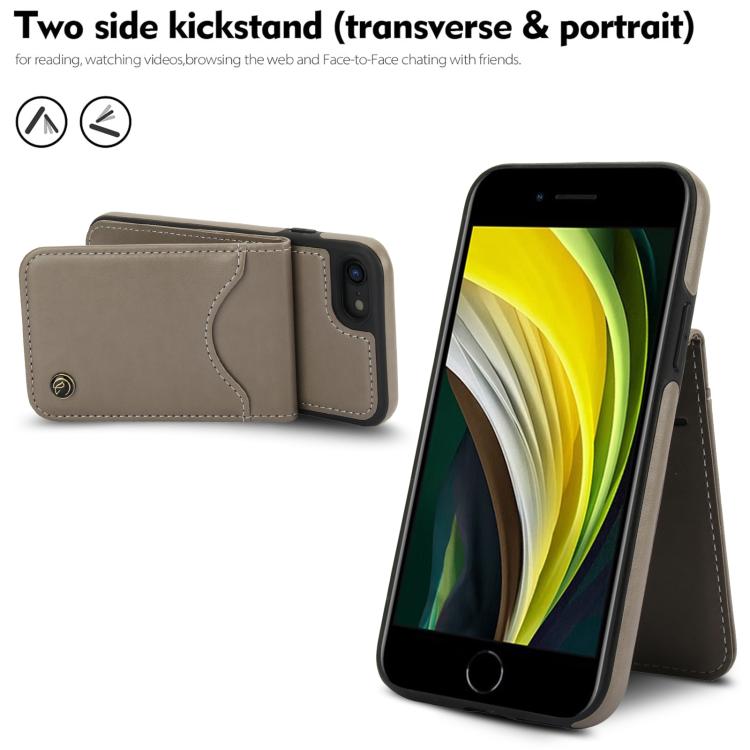 For iPhone 7 / 8 / SE 2022 AwQuer Vertical Flip Card Bag Holder Leather Phone Case