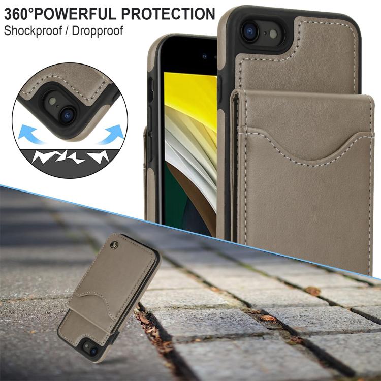 For iPhone 7 / 8 / SE 2022 AwQuer Vertical Flip Card Bag Holder Leather Phone Case