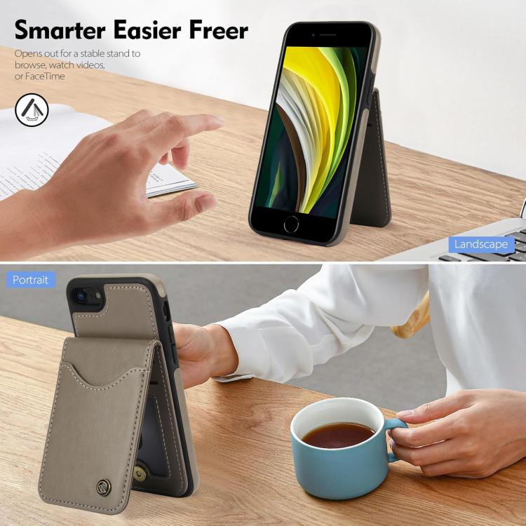 For iPhone 7 / 8 / SE 2022 AwQuer Vertical Flip Card Bag Holder Leather Phone Case