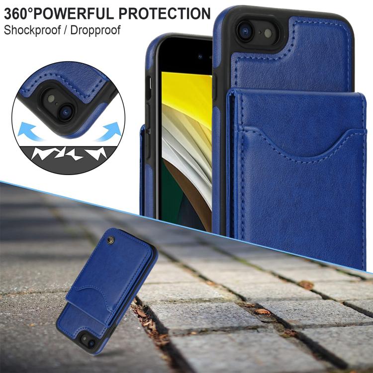 For iPhone 7 / 8 / SE 2022 AwQuer Vertical Flip Card Bag Holder Leather Phone Case