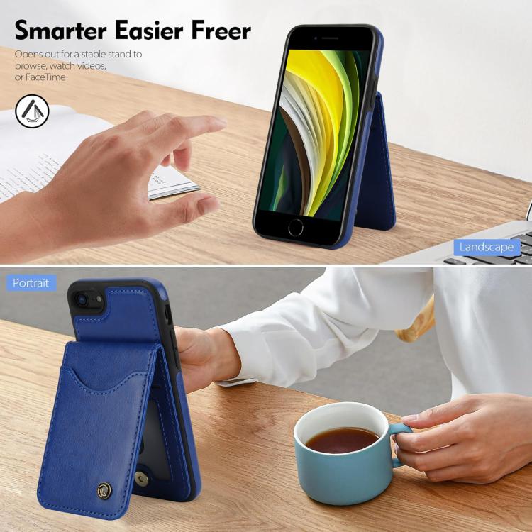 For iPhone 7 / 8 / SE 2022 AwQuer Vertical Flip Card Bag Holder Leather Phone Case
