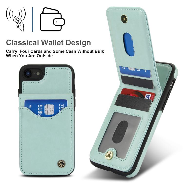 For iPhone 7 / 8 / SE 2022 AwQuer Vertical Flip Card Bag Holder Leather Phone Case
