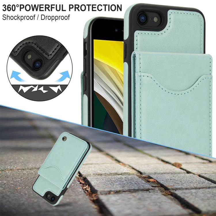 For iPhone 7 / 8 / SE 2022 AwQuer Vertical Flip Card Bag Holder Leather Phone Case