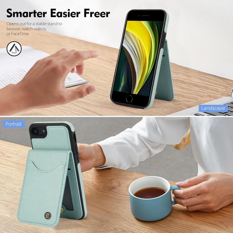 For iPhone 7 / 8 / SE 2022 AwQuer Vertical Flip Card Bag Holder Leather Phone Case