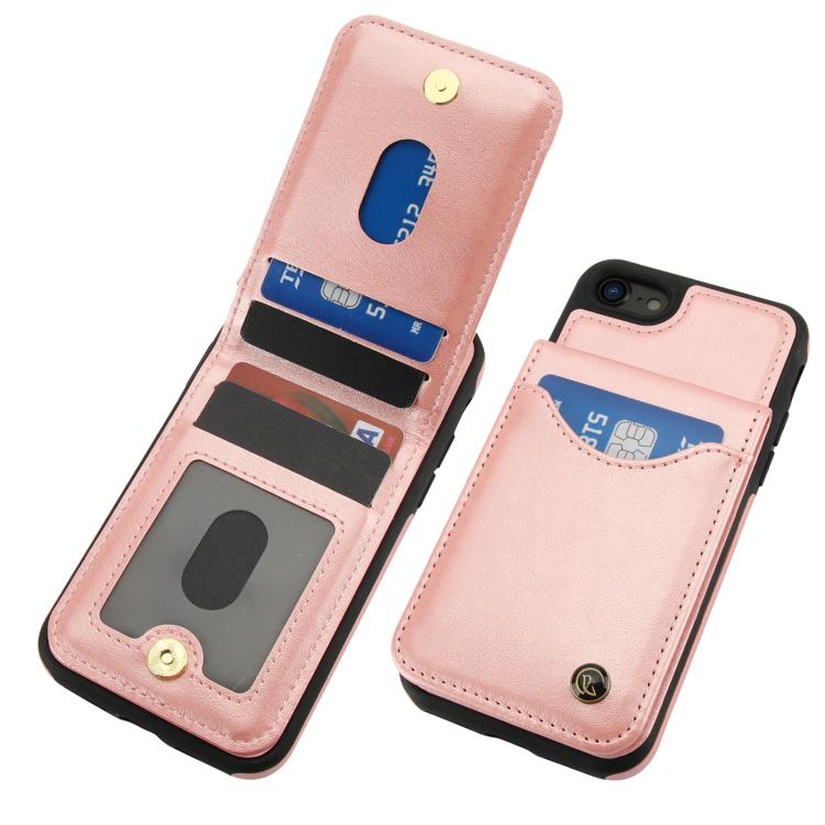For iPhone 7 / 8 / SE 2022 AwQuer Vertical Flip Card Bag Holder Leather Phone Case