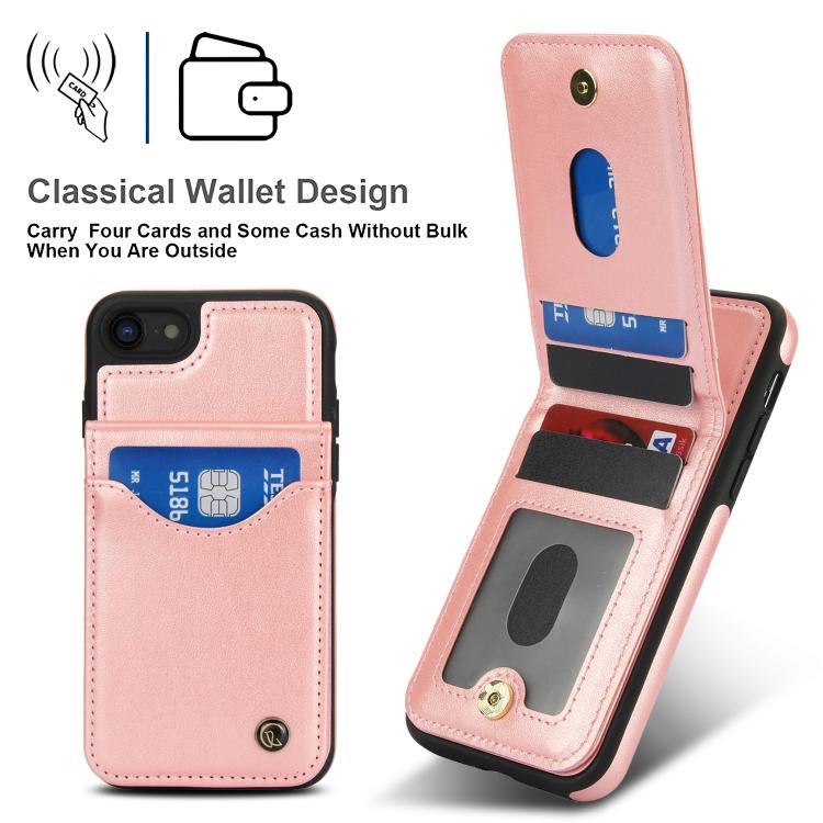 For iPhone 7 / 8 / SE 2022 AwQuer Vertical Flip Card Bag Holder Leather Phone Case