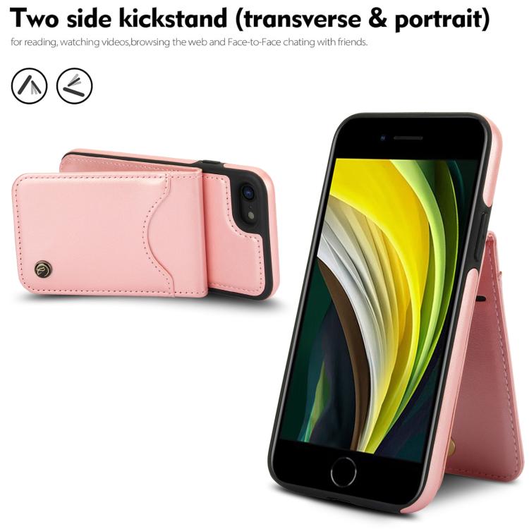 For iPhone 7 / 8 / SE 2022 AwQuer Vertical Flip Card Bag Holder Leather Phone Case