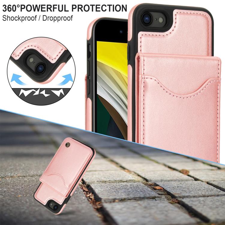 For iPhone 7 / 8 / SE 2022 AwQuer Vertical Flip Card Bag Holder Leather Phone Case