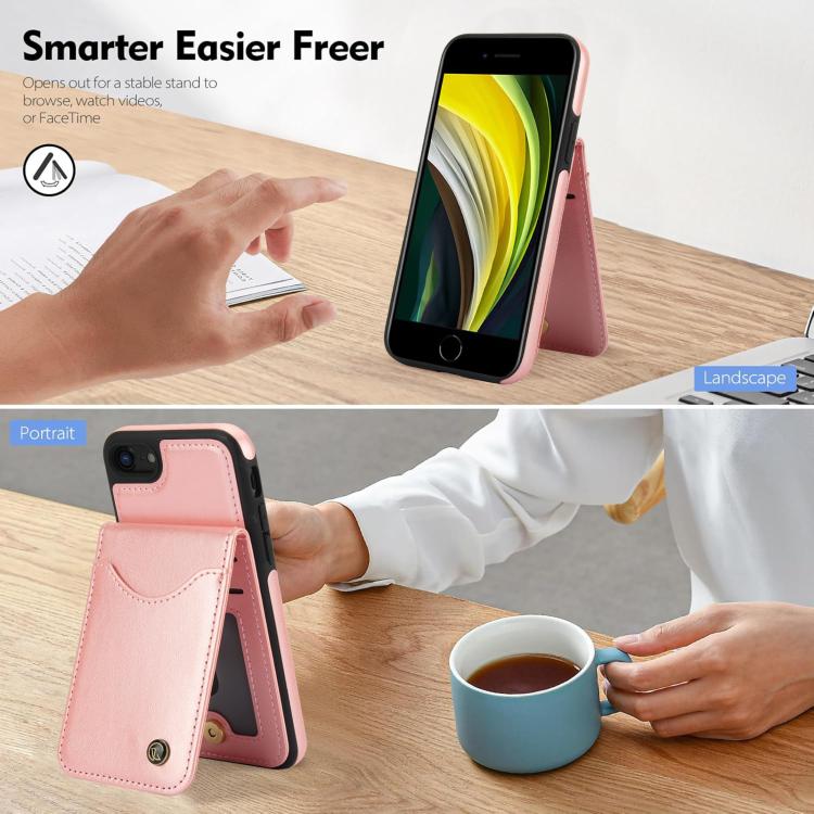 For iPhone 7 / 8 / SE 2022 AwQuer Vertical Flip Card Bag Holder Leather Phone Case