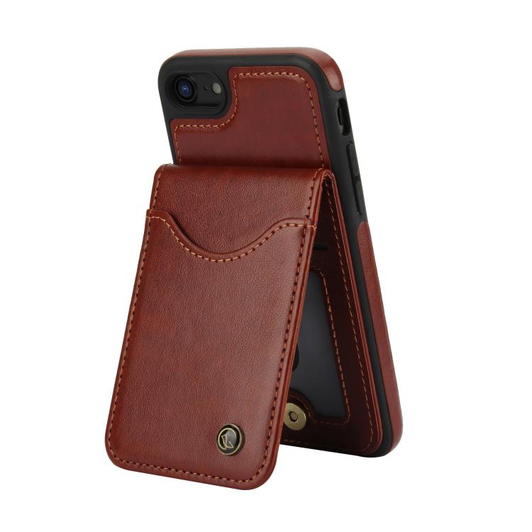 For iPhone 7 / 8 / SE 2022 AwQuer Vertical Flip Card Bag Holder Leather Phone Case