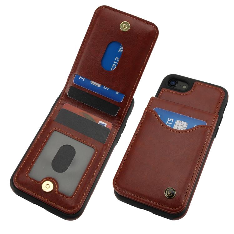 For iPhone 7 / 8 / SE 2022 AwQuer Vertical Flip Card Bag Holder Leather Phone Case