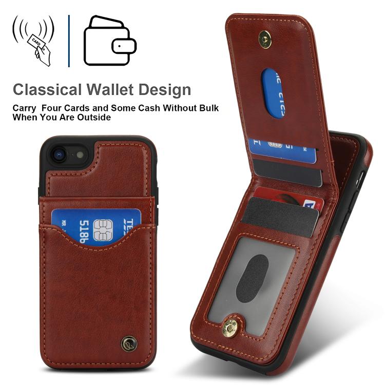 For iPhone 7 / 8 / SE 2022 AwQuer Vertical Flip Card Bag Holder Leather Phone Case