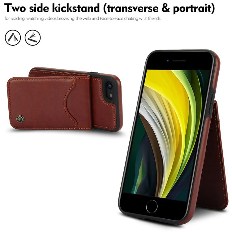 For iPhone 7 / 8 / SE 2022 AwQuer Vertical Flip Card Bag Holder Leather Phone Case