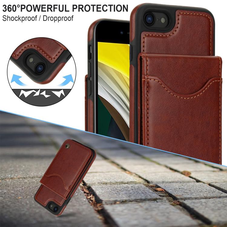 For iPhone 7 / 8 / SE 2022 AwQuer Vertical Flip Card Bag Holder Leather Phone Case