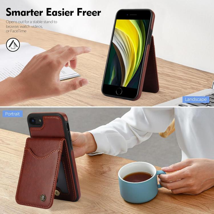 For iPhone 7 / 8 / SE 2022 AwQuer Vertical Flip Card Bag Holder Leather Phone Case