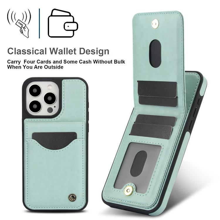 For iPhone 13 Pro Max AwQuer Vertical Flip Card Bag Holder Leather Phone Case