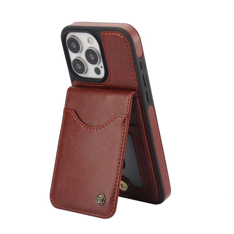 For iPhone 13 Pro Max AwQuer Vertical Flip Card Bag Holder Leather Phone Case