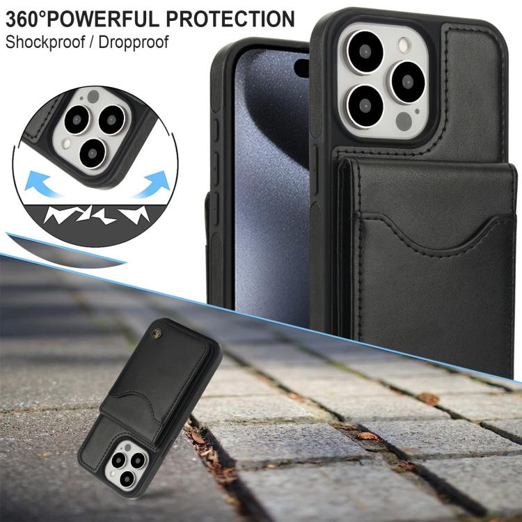 For iPhone 11 Pro Max AwQuer Vertical Flip Card Bag Holder Leather Phone Case