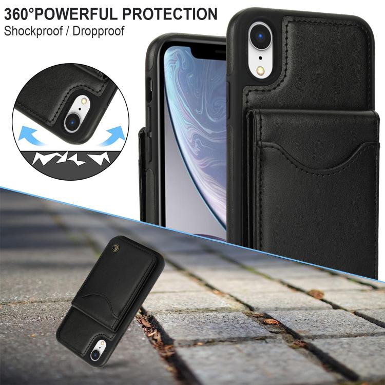For iPhone X / XS AwQuer Vertical Flip Card Bag Holder Leather Phone Case